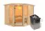 Sauna "Tjelvar 3" SET met bronskleurige deur en rand met kachel 9 kW - 245 x 210 x 202 cm (B x D x H)