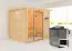Sauna "Emmik" SET met bronskleurige deur en boven lijst - kleur: onbehandeld, BIO 9 kW kachel - 224 x 210 x 191 cm (B x D x H)
