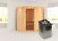 Sauna "Leevi" SET met bovenlijst. Kleur: Naturel, Kachel 9 kW - 184 x 165 x 202 cm (B x D x H)