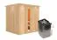 Sauna "Eemil" SET met energiebesparende deur en boven lijst - kleur: onbehandeld, 9 kW kachel - 210 x 184 x 202 cm (B x D x H)