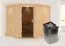 Sauna "Samu" SET met grafietkleurige deur en boven lijst - kleur: onbehandeld, kachel 9 kW - 245 x 210 x 202 cm (B x D x H)