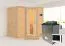 Sauna "Tjara 1" SET met energiebesparende deur - kleur: natuur, kachel externe regeling easy 9 kW - 193 x 184 x 209 cm (B x D x H)