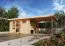 Berging / tuinhuis SET met lessenaarsdak incl. aanbouw dak, kleur: onbehandeld, grondoppervlakte: 10,36 m²