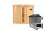 Sauna "Leevi" SET met energiebesparende deur en kroon - kleur: naturel, kachel externe regeling eenvoudig 9 kW - 184 x 165 x 202 cm (B x D x H)