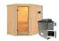 Sauna "Mika" SET met heldere glazen deur & kachel externe regeling eenvoudig 9 KW - 151 x 196 x 198 cm (B x D x H)