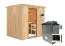 Sauna "Eemil" SET met helder glazen deur, kroon & kachel externe regeling eenvoudig 9 KW - 210 x 184 x 202 cm (B x D x H)
