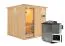 Sauna "Aleksi" SET met heldere glazen deur, kroon & kachel BIO 9 kW - 210 x 210 x 202 cm (B x D x H)