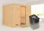 Sauna "Leja" SET met heldere glazen deur & kachel 9 kW - 231 x 196 x 200 cm (B x D x H)