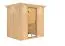 Sauna "Jarle" met deur en boven lijst van transparant glas - kleur: onbehandeld - 210 x 165 x 202 cm (B x D x H)