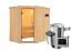 Sauna "Ole" SET met heldere glazen deur - kleur: natuur, kachel externe regeling eenvoudig 3,6 kW - 151 x 196 x 198 cm (B x D x H)
