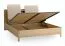 Tweepersoonsbed / kleur: eiken / beige / gestoffeerde hoofdsteun / vier open kaste / bak achter rugleuning / 180 x 200 cm / inclusief opklapbare lattenbodem