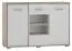 Vitrine Kavieng 10, Farbe: Eiche / Weiß - Abmessungen: 86 x 125 x 40 cm (H x B x T)
