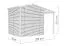 Schuur / tuinberging Kürten 03 met aanbouw dak, onbehandeld - 18 mm prefab tuinhuisje, grondoppervlakte: 6,57 m², zadel dak