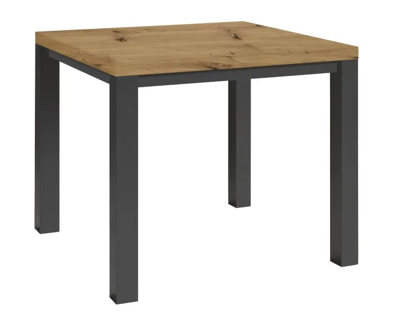 Kleine eettafel Varbas 01, vierkant, Artisan eik / mat zwart, 80 x 80 cm, geschikt als bijzettafel en keukentafel, tweekleurig, modern