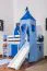 kinderbed hoogslaper Andi massief beukenhout met glijbaan en toren wit geschilderd incl. rol lattenbodem - 90 x 200 cm