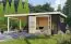 Berging / tuinhuis SET terra grijs met aanbouw dak 3,3 m breed, grondoppervlakte: 11,5m²