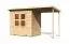 Berging / tuinhuis SET met aanbouw dak, Kleur: onbehandeld (natuur), grondoppervlakte: 3,3 m²