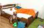 Eenpersoonsbed / speciaal bed "Easy Premium Line" K4, incl. 2 laden en 1 afdekplaat, 140 x 200 cm massief beukenhout kleur: donkerbruin gelakt