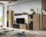 Woonwand / kleur: Ribbeck eik / mat zwart / push-to-open functie / incl. LED-verlichting / afmetingen: 320 x 45 x 192 cm / 2 vitrines / 1 TV-onderkast / 1 wandplank