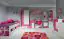 Kinderkamer - draaideurkast / kleerkast "Felipe" 02, roze / wit - Afmetingen: 190 x 80 x 50 cm (H x B x D)