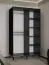 Donkere schuifdeurkast met één spiegeldeur Jotunheimen 16, kleur: Zwart - Afmetingen: 208 x 120,5 x 62 cm (H x B x D)
