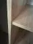 1,2 meter brede schuifdeurenkast Mina in wit/eiken, front van gelamineerd plaatmateriaal, stofwerende borstels, lamellen in zwarte look, ruimtebesparend