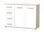 Ladekast | wit / eiken | Comarca 25 | 96 x 135 x 45 cm | 2 deuren | 4 lades | 3 vakken | houtlook | eenvoudig en compact | buffetkast | hoekig