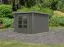 Houten berging / tuinhuis, Noords sparrenhout terra grijs/grijs aluminium, weerbestendig metaalprofielen plaatstalen lessenaarsdak, robuuste stalen hoeken, cilinderslot, 2,70 × 2,70 m