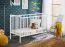 Neutraal kinderbed / babybed, massief grenen, Avaldsnes 02, kleur: wit - Afmetingen: 89 x 124 x 65 cm (H x B x D), met schuimmatras