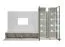 Woonwand | Kasjmier / wit marmer | incl. LED verlichting | push-to-open-functie | 300 x 45 x 175 cm | 2 vitrine kasten | 1 TV-onderkast | 1 wandpaneel