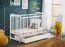Neutraal kinderbed / babybed, massief grenen, Avaldsnes 07, kleur: wit - Afmetingen: 93 x 124 x 65 cm (H x B x D), met één lade