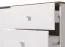 Complete woonkamer set – Set A Kanjiza, 6-delig, kleur: eiken Flagstaff / wit / hoogglans wit, twee vitrine kasten, een tv-kast, een wandplank / wandrek, een ladekast / commode en een salontafel