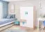 Kinderkamer - Commode Fabian 07, kleur: eiken lichtbruin / wit / blauw - 130 x 80 x 40 cm (H x B x D)
