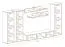 Hompland 25 woonkamer wandmeubel, kleur: wit / zwart - Afmetingen: 170 x 260 x 40 cm (H x B x D), met drie bovenkasten