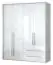 Draaideurkast / kleerkast met LED-ombouw Siumu 28 , kleur: wit / wit hoogglans - 226 x 187 x 60 cm (H x B x D)