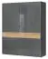 Schuifdeurkast / kledingkast Vaitele 06, kleur: antraciet hoogglans / walnoten - 224 x 182 x 61 cm (h x b x d)