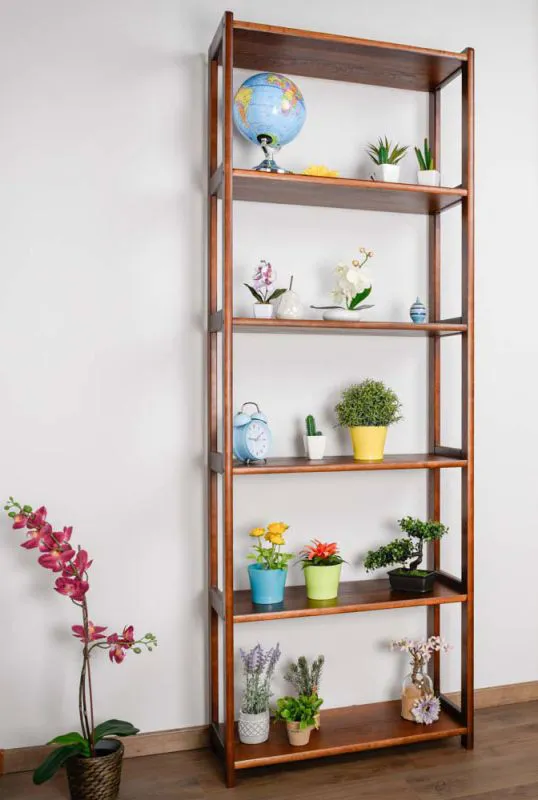 stelling kast / open kast massief grenen kleur: walnoten Junco 54 B - 200 x 70 x 30 cm (H x B x D)