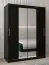 Schuifdeurkast / kledingkast Bisaurin 3B met spiegel, kleur: Zwart - Afmetingen: 200 x 150 x 62 cm ( H x B x D)