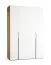 Vouwdeur / kleerkast | kleur: wit / eik | 2 deuren | incl. LED-verlichting met bewegingssensor | 160 x 60 x 240 cm | handgrepen: zwart | soft-close