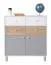 Jeugdkamer / tienerkamer - ladekast Burdinne 10, Kleur: Wit / eiken / Grijs - Afmetingen: 90 x 85 x 40 cm (H x B x D)