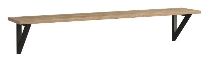  wandplank Buzet 22, kleur: eiken / zwart - Afmetingen: 20 x 116 x 22 cm (H x B x D)