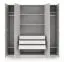 Kledingkast | Draaideurkast | 4 deuren | 200 x 61 x 210 cm | Kleur: platinagrijs | 3 kledingstangen | 7 vakken | ABS-randen | Edegem 01
