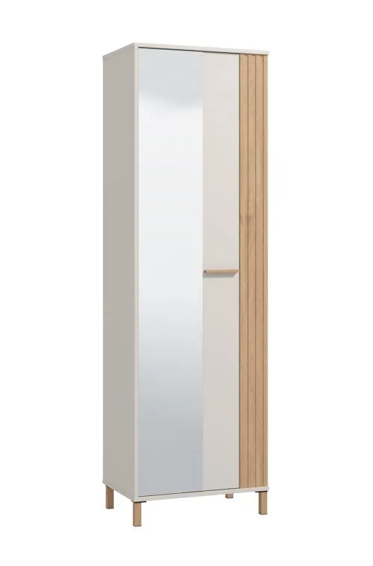 Kledingkast met spiegel Venac 04, kleur: Artisan eik / kasjmier, uittrekbare kledingstang, ABS randen, afmetingen: 192,5 x 59,5 x 40 cm, vier vakken