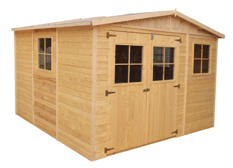 tuinhuis /tuinschuur Mainau van geprefabriceerde elementen met zadeldak - L: 300 cm x B: 300 cm - incl. dakleer