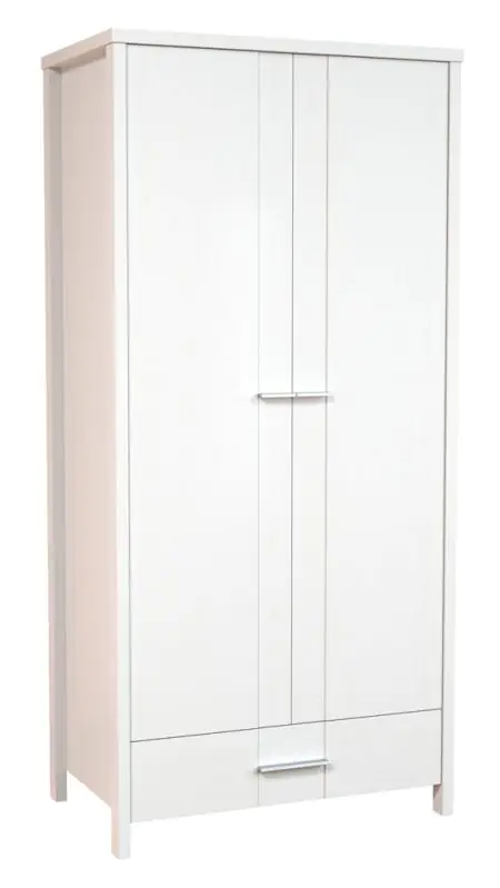 Draaideurkast/ kledingkast Caesio 01, massief, kleur: Wit - Afmetingen: 191 x 90 x 55 cm (H x B x D)