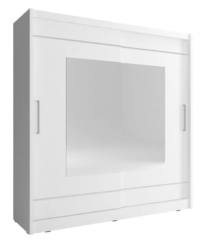 Warbreck 62 schuifdeurkast met veel opbergruimte, kleur: wit - afmetingen: 214 x 200 x 62 cm (H x B x D), met spiegel