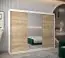 Schuifdeurkast / kleerkast met spiegel Tomlis 06A, kleur: mat wit / sonoma eiken - Afmetingen: 200 x 250 x 62 cm (H x B x D)
