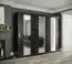 driedeurs kledingkast met drie spiegels Etna 21, kleur: mat zwart / zwart marmer - afmetingen: 200 x 250 x 62 cm (H x B x D), met voldoende opbergruimte