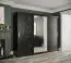 elegante kledingkast met voldoende opbergruimte Etna 69, kleur: mat zwart / zwart marmer - afmetingen: 200 x 250 x 62 cm (H x B x D), met spiegel