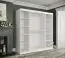 bijzondere kledingkast met grote spiegel Etna 67, kleur: mat wit / zwart marmer - afmetingen: 200 x 200 x 62 cm (H x B x D), met 10 vakken en twee kledingstangen